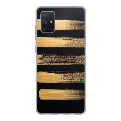 Produktbild von MuchoWow® Handyhülle Schutzhülle Hülle für Samsung Galaxy A71 Muster aus goldener Farbe auf schwarzem Hintergrund Silikon Softcase Handy Hülle - Kartenbesitzer