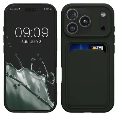 Produktbild von kwmobile Handyhülle für Apple iPhone 17 Pro Hülle mit Kartenfach - TPU Case - Kabelloses Laden - Schutzhülle Cover in Dunkelgrün