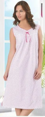 Produktbild von Damen Nachthemd Pyjama Schlafanzug Weiß L-XL Kurz Nachtwäsche mit Muster A-59