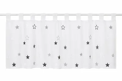 Produktbild von Schlaufen Scheibengardine große Sterne 48x140cm bestickt 2409 Bistrogardine weiß