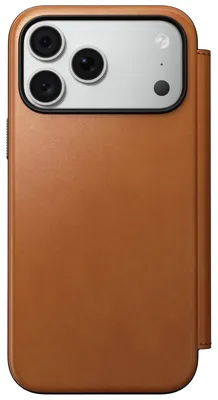 Productafbeelding van Telefoonkoffer met klep voor iPhone 18 Pro Max / 17 Pro Max, Nomad Modern Leather Folio, Horween-serie, lichtbruin