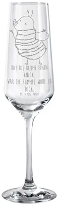 Produktbild von Mr. & Mrs. Panda Glas Hummel flauschig - Transparent - Geschenk, Natur, Blume, Sektflöte, Biene, Champagnerglas, Lustige Sprüche, Trinkglas, graviertes sektglas