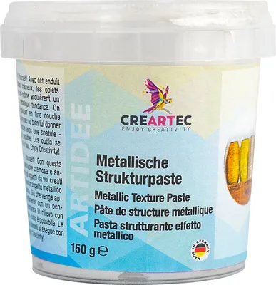 Produktbild von CREARTEC Metallische Strukturpaste silber seidenmatt - 150g - selbstklebende Spachtelmasse in einem metallischen Look - 7823681