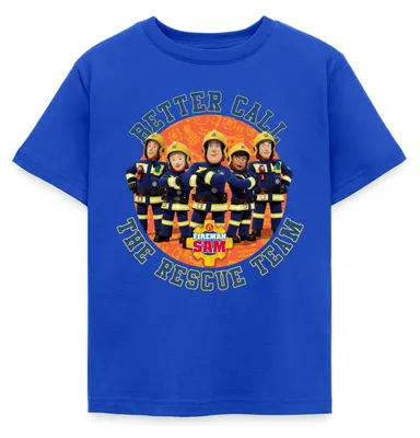 Produktbild von Spreadshirt Feuerwehrmann Sam™ Better Call The Rescue Team Kinder T-Shirt, 98/104 (3-4 Jahre), Royalblau