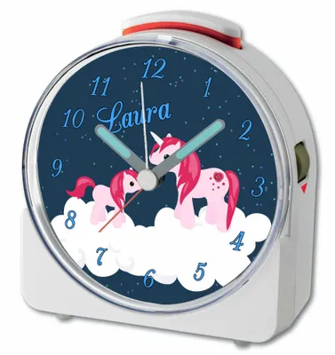Produktbild von Kinder Wecker Motiv Einhorn Kinderwecker weiß