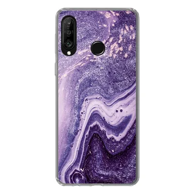 Produktbild von MuchoWow® Handyhülle Schutzhülle Hülle für Huawei P30 Lite Naturstein - Glitzer - Luxus Silikon Softcase Handy Hülle - Handyhülle