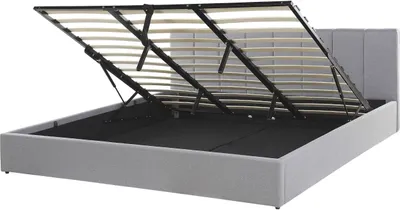 Obrázek produktu pro BELIANI Šedá postel čalouněná s úložným prostorem 180 x 200 cm, dekorativní čelo