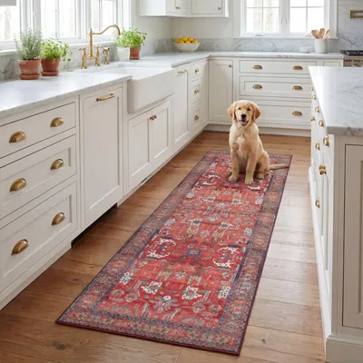 Maschinenwaschbarer Teppich, Anti-Rutsch, kurzflorig, beige-grau, 120x120 cm