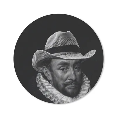 Produktbild von MuchoWow® Mauspad Mousepad Porträt von Wilhelm I. - Adriaen Thomasz - Schwarz und Weiß 20x20 cm - Mousepads - Maus Mat - Pad - Mausunterlage - Schreibtischmatte