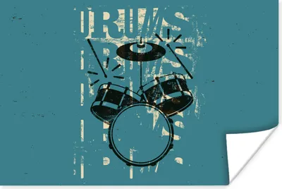 Produktbild von MuchoWow® Poster Schlagzeug - Musik - Blau - Schwarz 180x120 cm - Fotoplakat