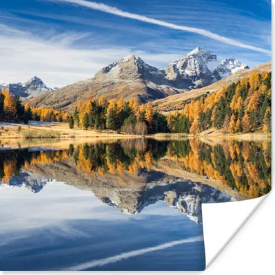 Produktbild von MuchoWow® Poster Alpen - Berge - Wald 50x50 cm - Wohnzimmerdekoration