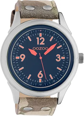 Produktbild von Oozoo Armbanduhr camouflage braun Leder Timepieces Herren-Damen Analog- UOC10354