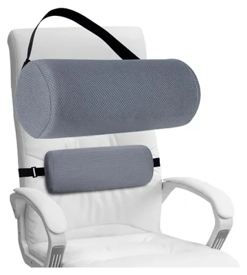 Produktbild von Ergonomisches Rückenkissen aus Memory-Schaum für Bürostühle, Autositze, Flugzeugsitze, waschbarer Bezug, verstellbarer Gurt