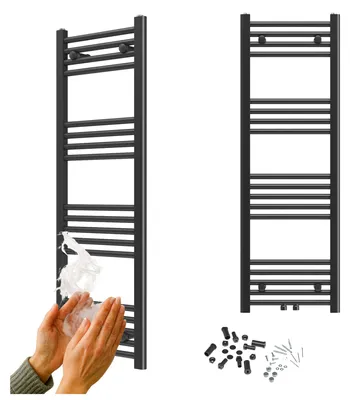 Immagine prodotto di Granitan - Termoarredo bagno - Scaldasalviette 120x40 cm - Radiatore nero - portasciugamani - RAVEN, Immagine generata dall'IA