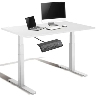 Produktbild von Bürotisch höhenverstellbar schwarz Tischplatte weiss Melaminharz 160x80cm
