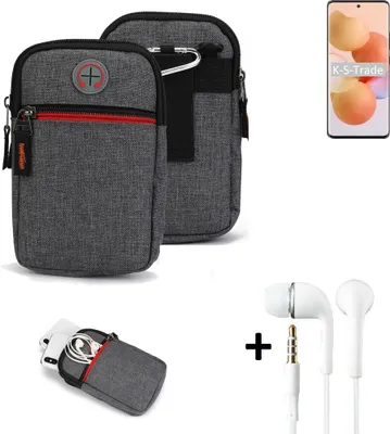 Produktbild von K-S-Trade Gürteltaasche + Kopfhörer kompatibel mit Xiaomi Civi Handy Tasche Holster Schutz Hülle Handy Hülle grau Zusatzfächer 1x