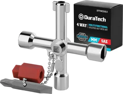 Produktbild von 4-Wege Multifunktionsschlüssel mit Bit, Universal Kreuz Schaltschrank, Zinklegierung