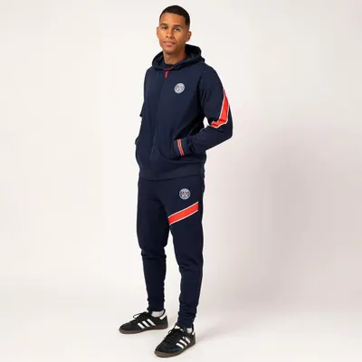 Produktbild von PSG Trainingshose mit Streifen für Herren - Größe M / Medium - Blau - Paris Saint-Germain Jogginghose für Erwachsene - Offizielle PSG Hose