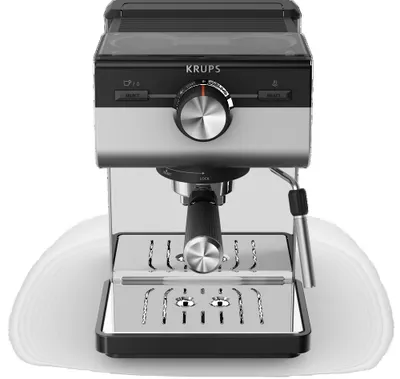 Image de Krups Authentic+ XP384E10, machine à expresso, 2 l, dosettes de café, café moulu, noir, acier inoxydable