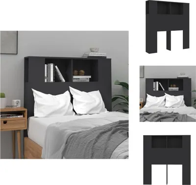 Produktbild von vidaXL Kopfteil mit Ablagen Schwarz 100x18,5x104,5 cm - Kopf- & Fußenden