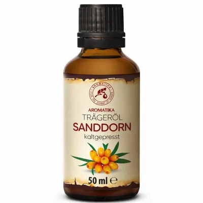 Immagine prodotto di Olio di olivello spinoso 50 ml per la cura della pelle - viso e corpo - spremuto a freddo - olio di olivello spinoso - puro e naturale - olio nutrient