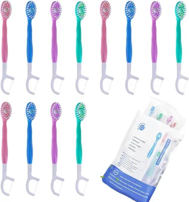 Zdjęcie produktu dla Jednorazowe szczoteczki do zębów 12 sztuk, 5 w 1, z pastą, w podróż