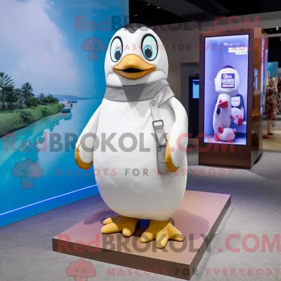 Produktbild von Maskottchenkostüm REDBROKOLY Weißer Pinguin mit Etuikleid und Gürteln