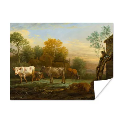 Obrázok produktu pre MuchoWow® Plagát - Hovädzí dobytok na lúke - Maľba Paulusa Pottera - 120x90