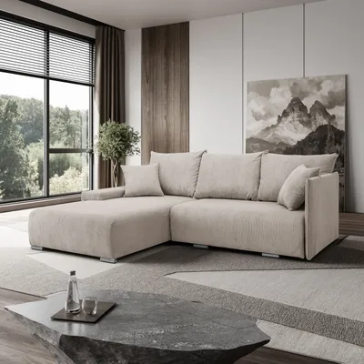 Zdjęcie produktu dla Narożnik, Sofa w kształcie litery L, Kanapa w kształcie litery L Livorno L tkanina Poso Beżowy Lewy