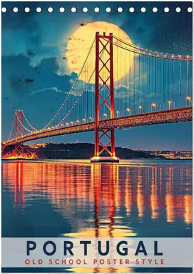 Produktbild von Portugal - Old School Poster Style (Tischkalender 2026 DIN A5 hoch), CALVENDO Monatskalender