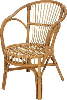 Zdjęcie produktu dla KRINES HOME Klasyczny fotel wiklinowy w stylu skandynawskim / fotel wiklinowy wykonany z naturalnego rattanu (naturalny nieokorowany)