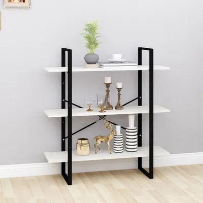 Produktbild von Bücherregal 3 Fächer Weiß 100x30x105 cm Massivholz Kiefer , Bücherregale Design 2024