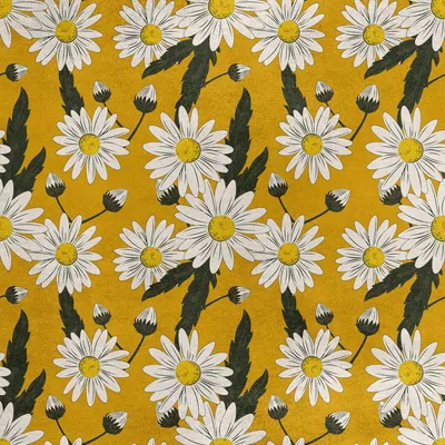 Produktbild von Royal Samt Stoff Polyester Zum Nähen - Motiv Gänseblümchen auf gelbem