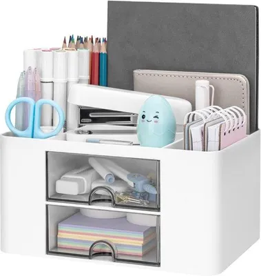 Productafbeelding van Multifunctionele Schreibtischorganisator met 2 Schubladen - 5-vaks Desktop Organizer voor Kantoor