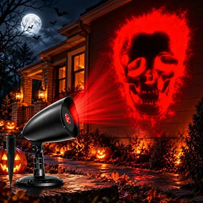 Halloween-Projektor, dynamischer roter Totenkopf, LED