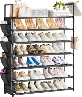 Productafbeelding van Schoenenrek 7 niveaus, voor hal, 85 x 28 x 90 cm, zwart