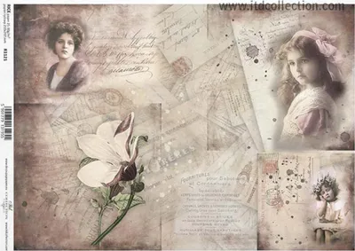 Produktbild von ITD Reispapier Decoupage Bastelpapier Softpapier Serviettentechnik, Vintage R1121