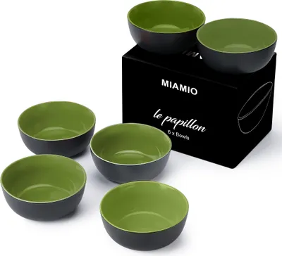 Produktbild von Keramik-Schüsseln-Set 6x600ml schwarz außen bunt innen