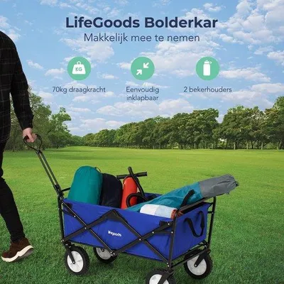 Zdjęcie produktu dla Wózek plażowy Gepanter z hamulcami na przednie koła, nośność do 150 kg, solidny wózek plażowy z dużym podwoziem terenowym, nośność 80 kg