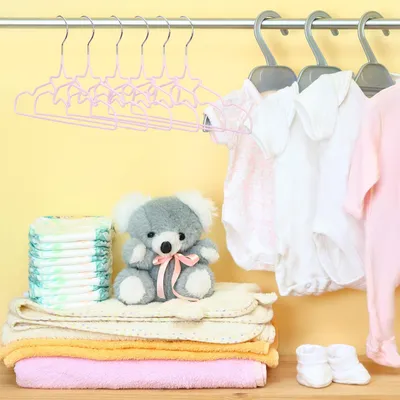 Produktbild von 40x Kinderkleiderbügel - Draht - Kinderkleiderbügel - Kleiderbügel Set Rosa