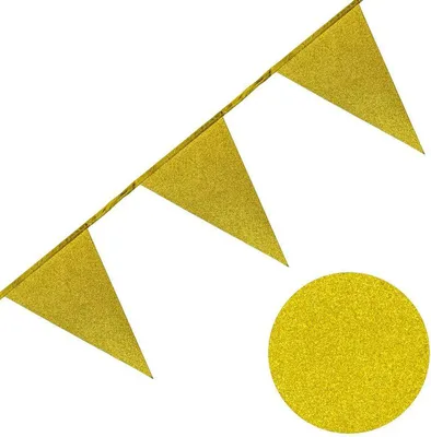 Produktbild von Goldene Wimpel Girlande aus Papier mit Glitter 6 Meter