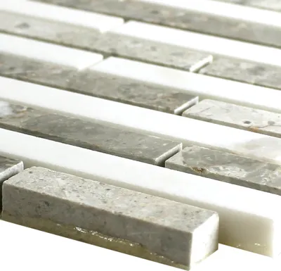 Produktbild von Marmor Mosaikfliesen Valdese Glänzend Grau Weiß