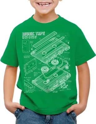 Produktbild von style3 Tape Blaupause Kinder T-Shirt dj musikkassette turntable retro