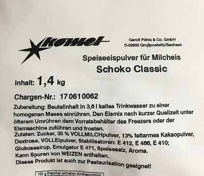 Produktbild von Komet Schoko Classic 1,4 Kg Eispulver Softeispulver Speiseeispulver Eismaschine