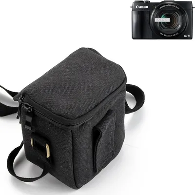 Produktbild von K-S-Trade Umhängetasche kompatibel mit Canon PowerShot G1 X Mark II Schulter Tasche Tragetasche Kameratasche Fototasche schwarz Schutzhülle
