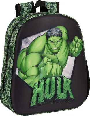 Produktbild von Kinderrucksack 3D Hulk Schwarz grün 27 x 33 x 10 cm
