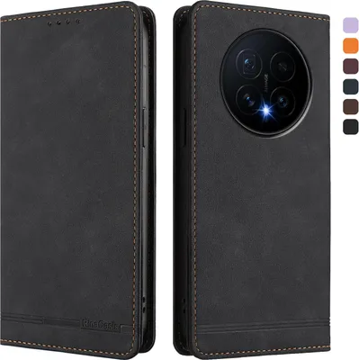 Image de Etui pour Honor Magic8, étui rétro en cuirPolyuréthaneavec support et fentes pour cartes de crédit Noir