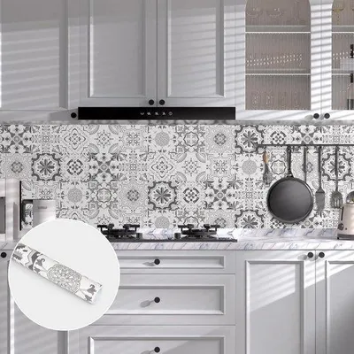 Immagine prodotto di Piastrelle adesive grigie per pareti, ideali per cucina e bagno, 30 x 300 cm, impermeabili, rimovibili e riutilizzabili.