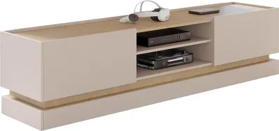 Produktbild von MIRJAN24 TV-Lowboard Zarpant 200 2K, Lowboard mit zwei Drehtüren (Farbe: Sandbeige / Eiche Cremona)