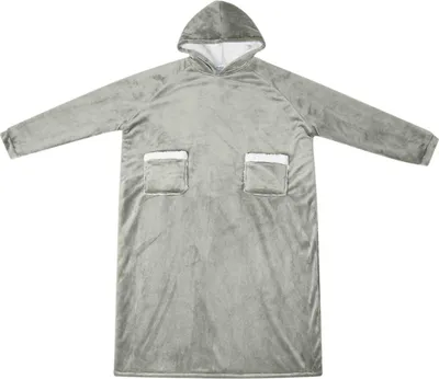 Productafbeelding van vidaXL Fleece-deken met capuchon, grijs, maat M